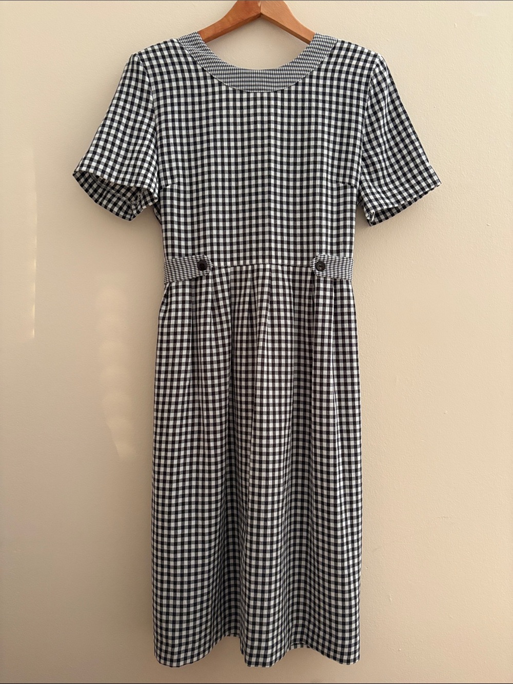 Kathie Lee Collection Black and White Gingham Midi Dress